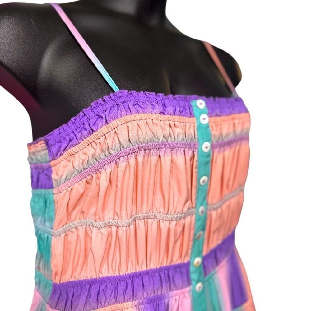 Smocked Button-Front Mini Sundress | Pockets |Pastel Rainbow | Davi & Dani - Picture 10 of 16